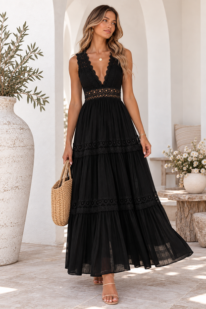 Amara White Lace Boho Maxi Dress