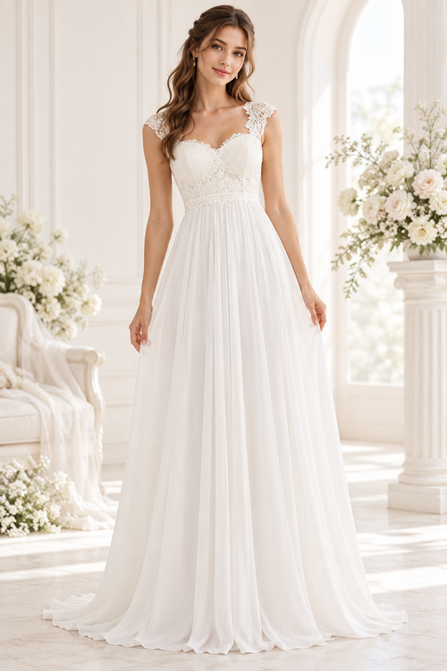 Amelie White Lace Chiffon Maxi Dress