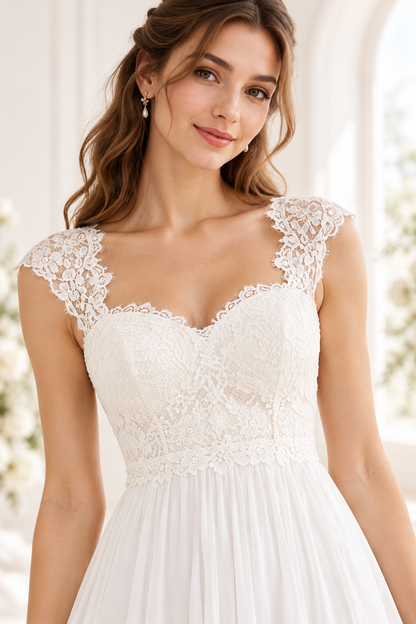 Amelie White Lace Chiffon Maxi Dress