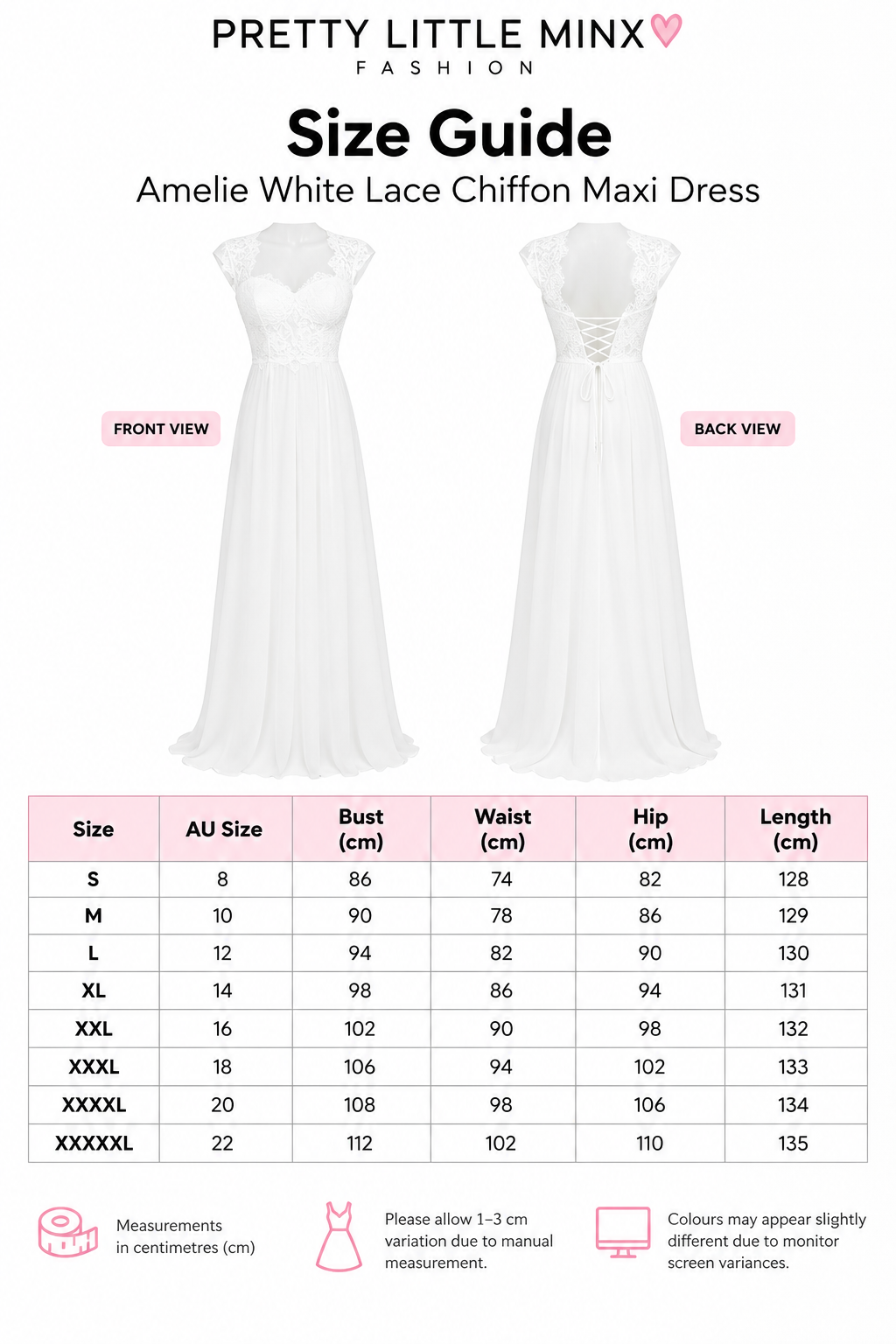 Amelie White Lace Chiffon Maxi Dress