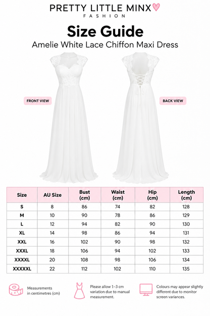 Amelie White Lace Chiffon Maxi Dress