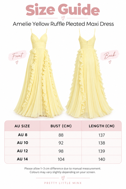 Amelie Yellow Ruffle Pleated Maxi Dress