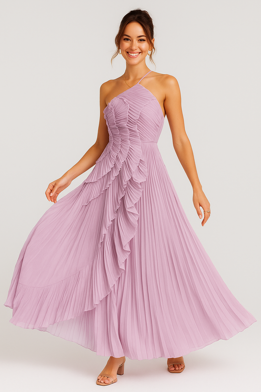 Lilac Ruffle Maxi Dress