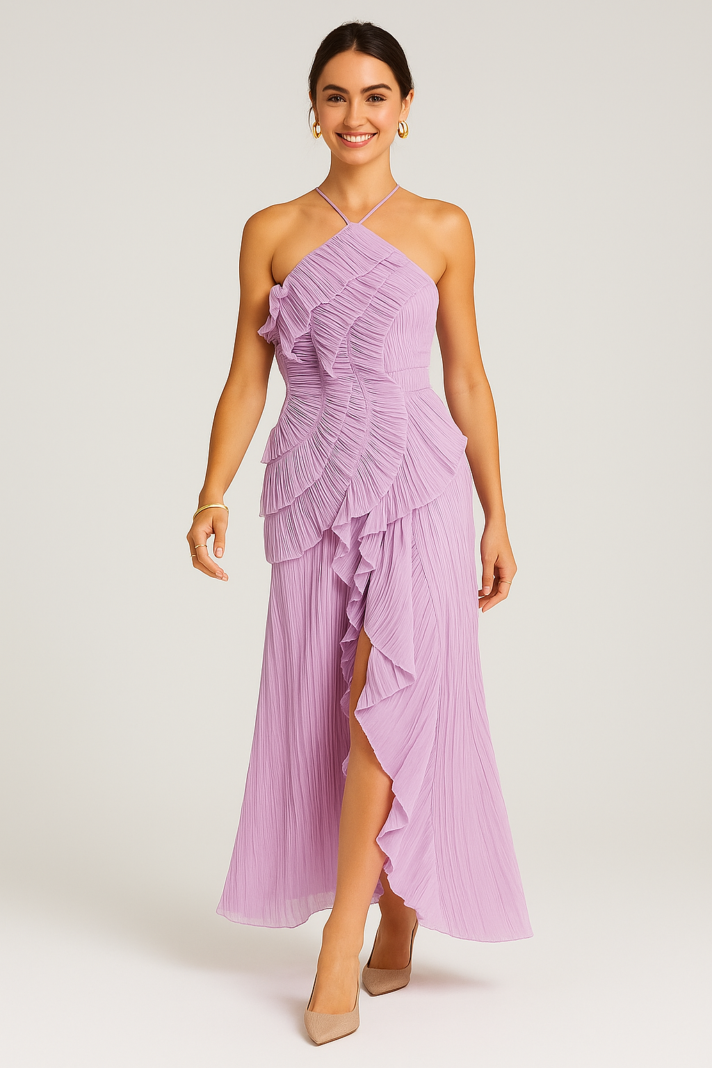 Lilac Ruffle Maxi Dress