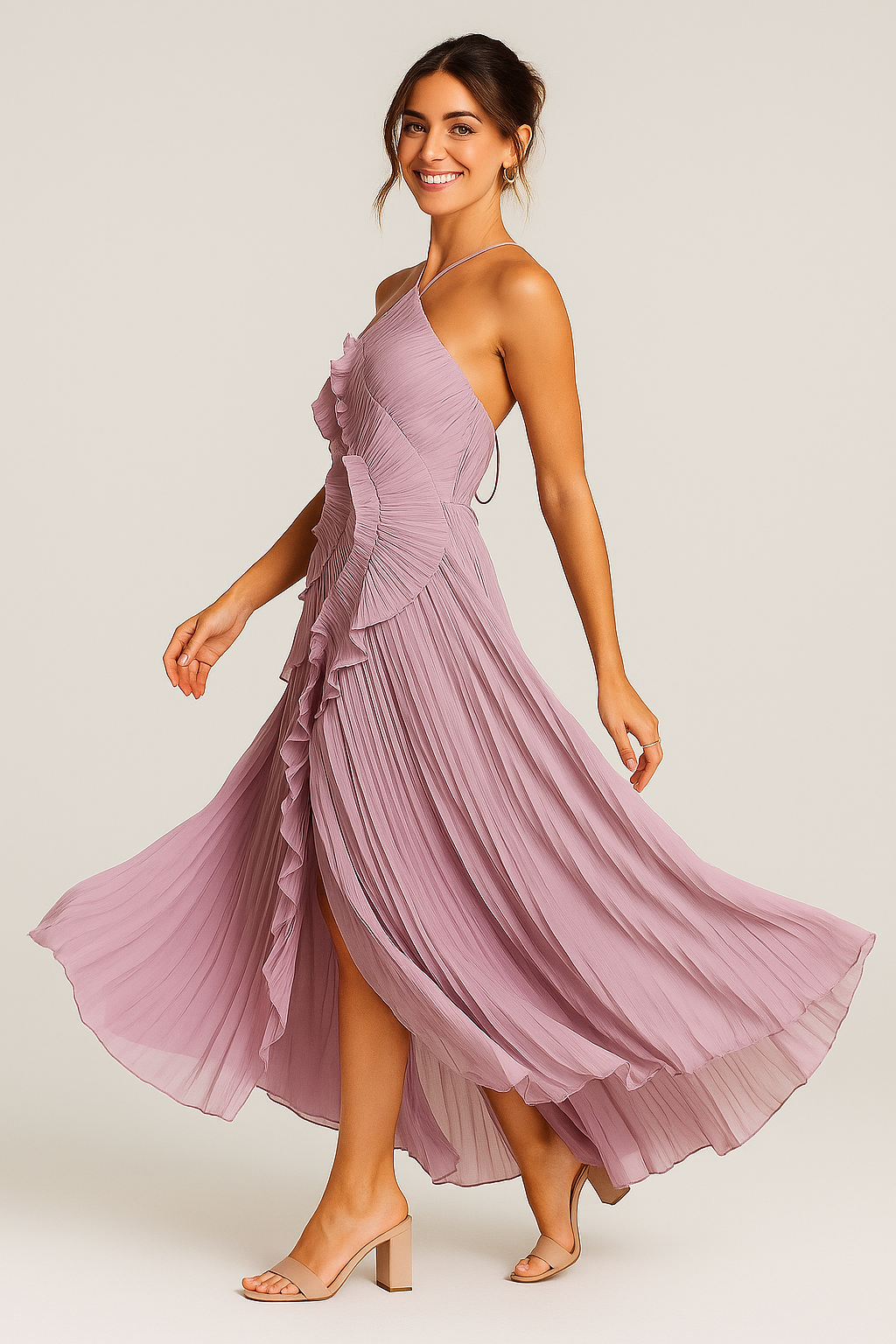 Lilac Ruffle Maxi Dress