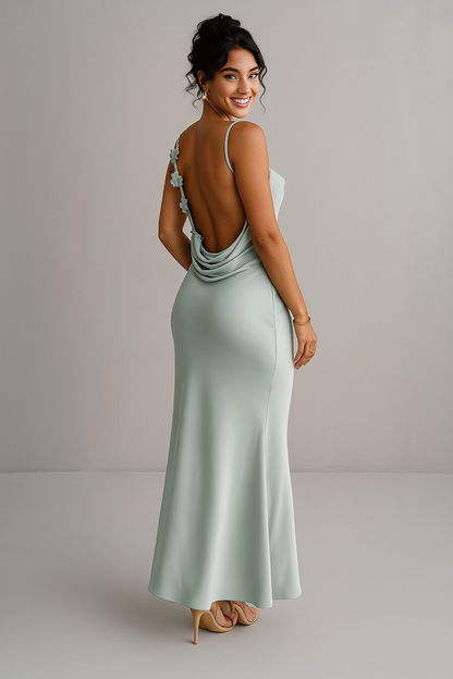 Celeste Backless Satin Maxi Dress
