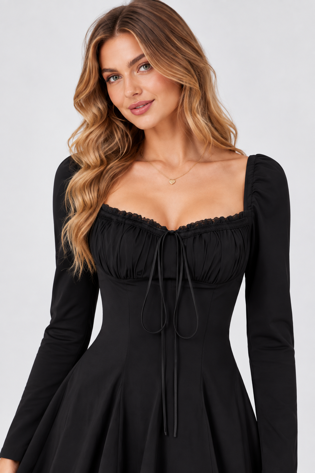 Vesper Black Long Sleeve Mini Dress