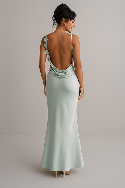 Celeste Backless Satin Maxi Dress