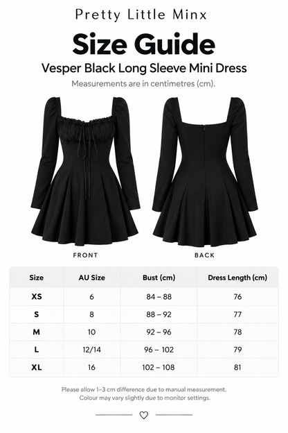 Vesper Black Long Sleeve Mini Dress