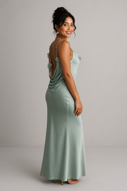 Celeste Backless Satin Maxi Dress