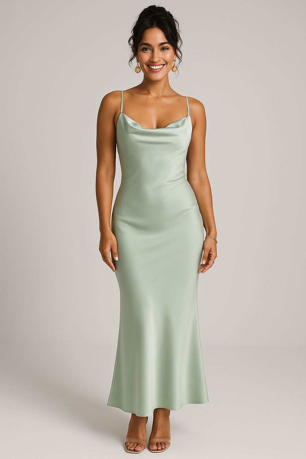 Celeste Backless Satin Maxi Dress