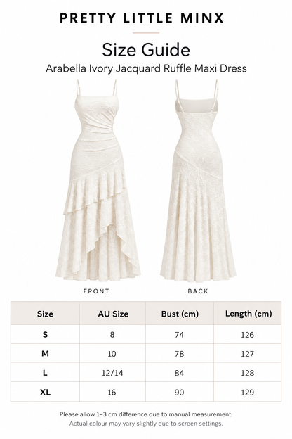 Evangeline Ivory Jacquard Ruffle Maxi Dress