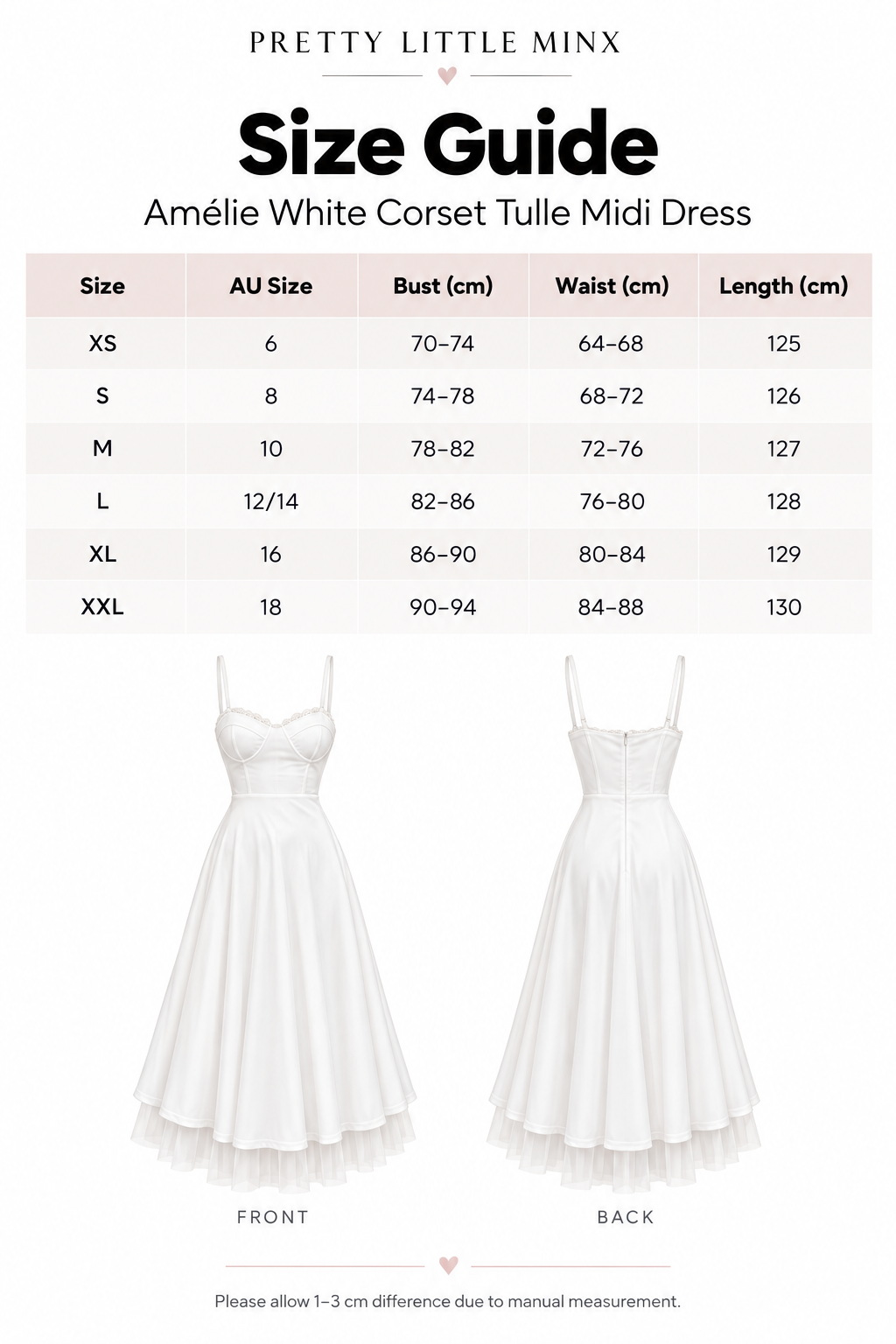 Amélie White Corset Tulle Midi Dress