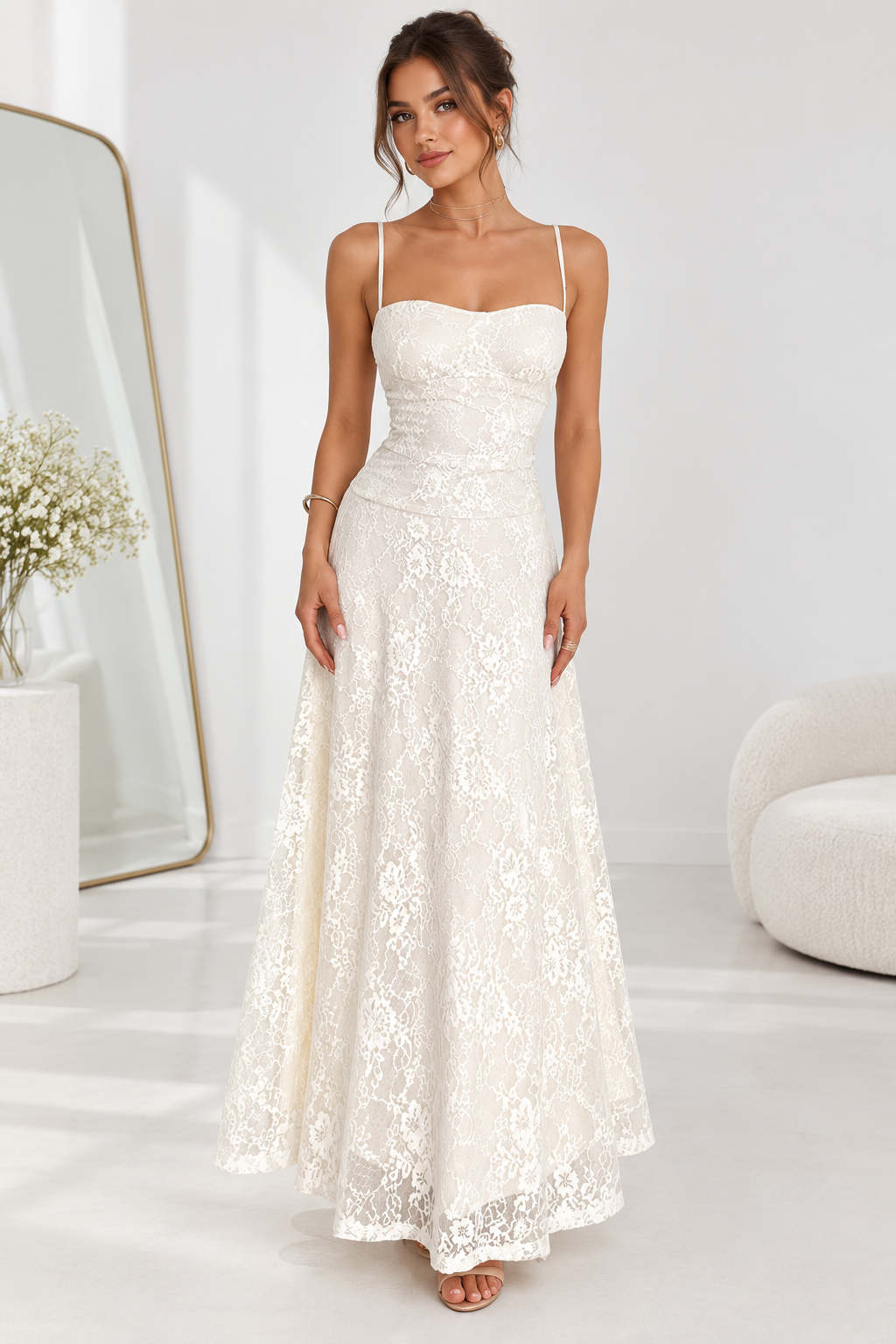 Elowen Ivory Lace Maxi Dress