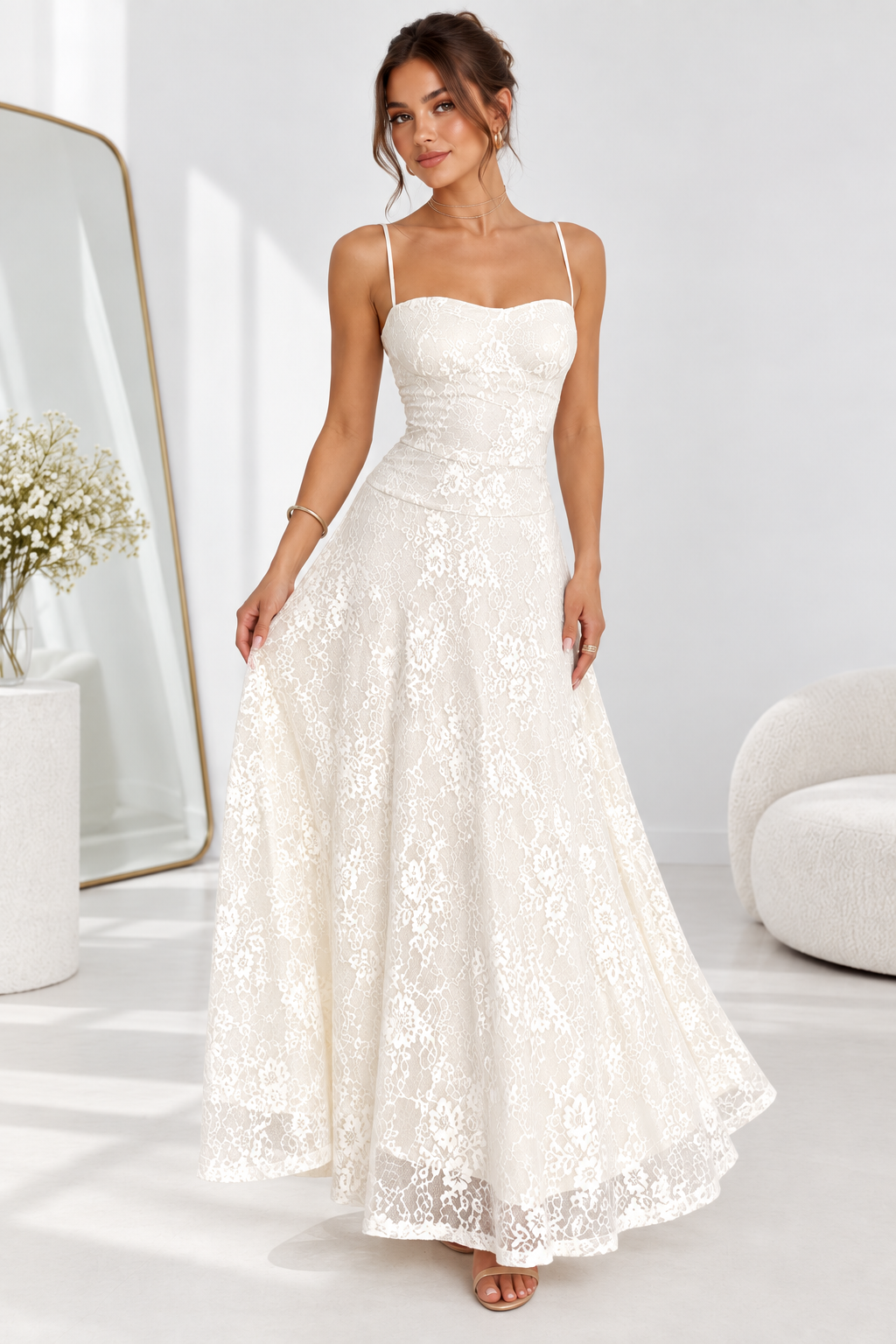 Elowen Ivory Lace Maxi Dress
