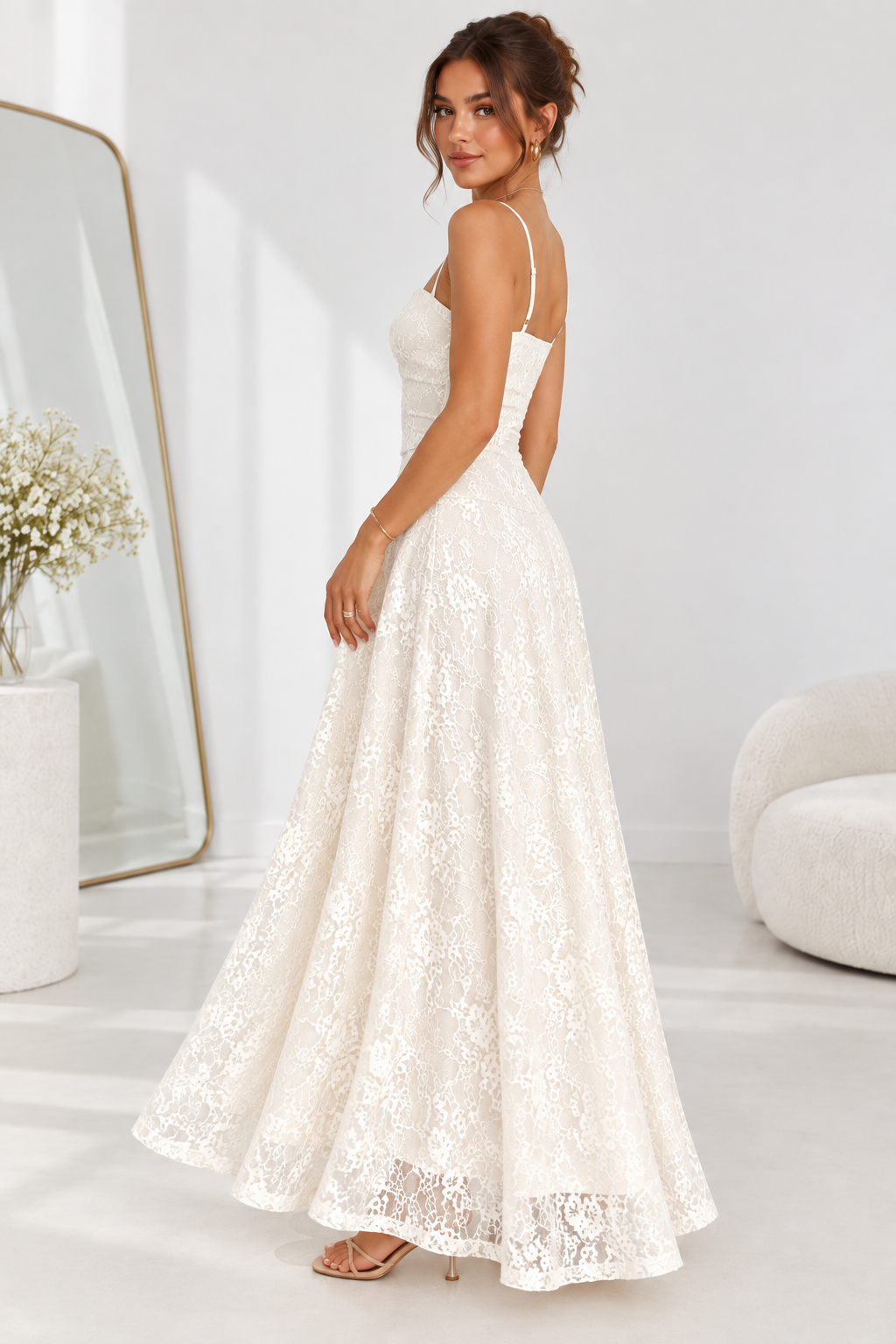 Elowen Ivory Lace Maxi Dress