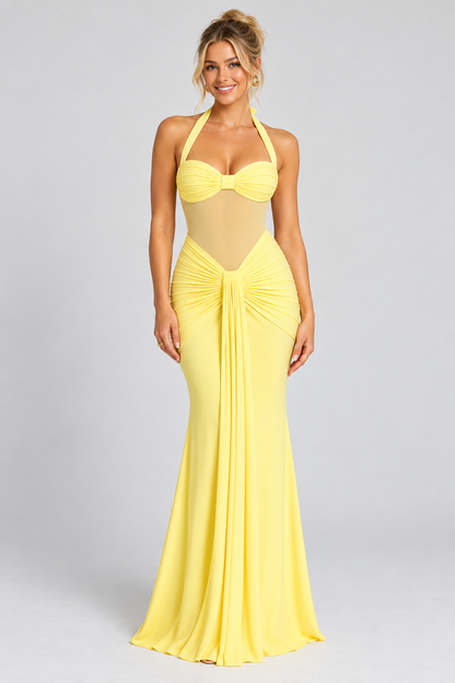Sunlit Yellow Cocktail Maxi Dress
