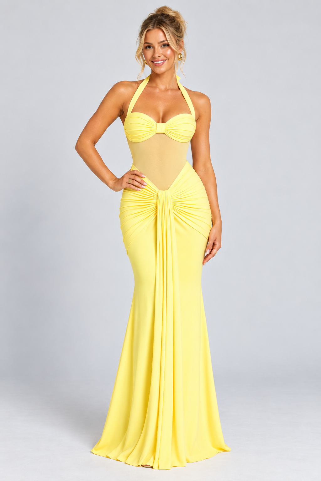 Sunlit Yellow Cocktail Maxi Dress