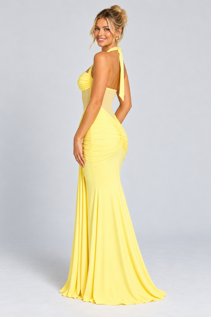 Sunlit Yellow Cocktail Maxi Dress