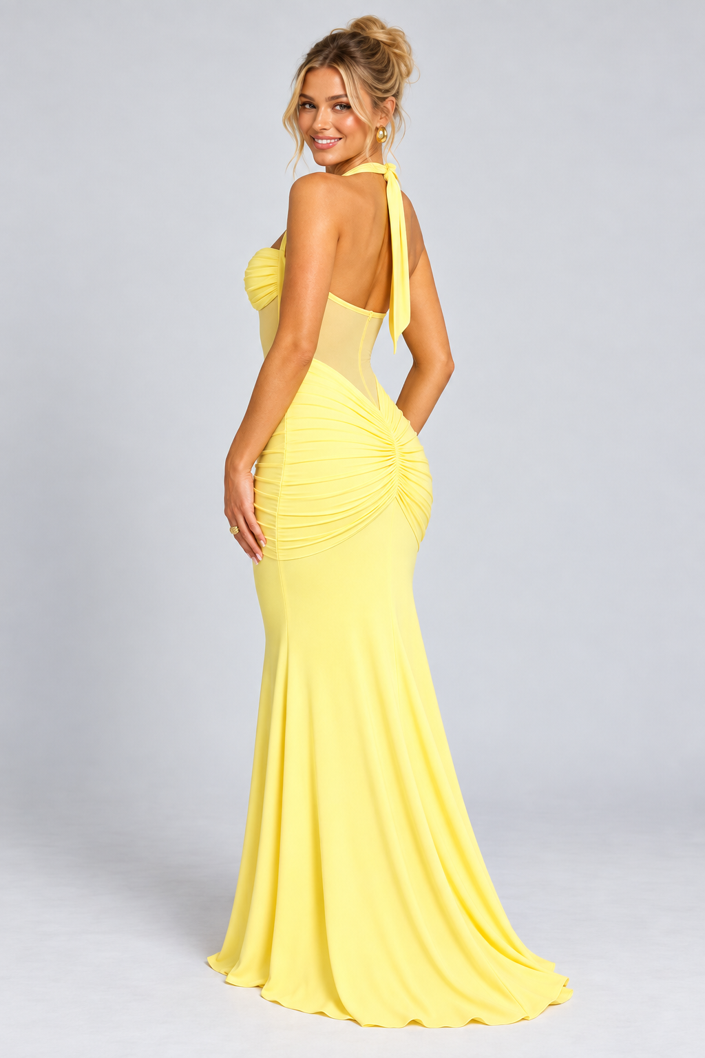 Sunlit Yellow Cocktail Maxi Dress