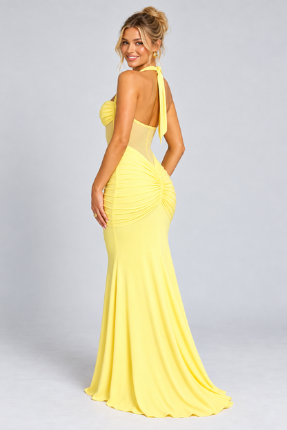 Sunlit Yellow Cocktail Maxi Dress