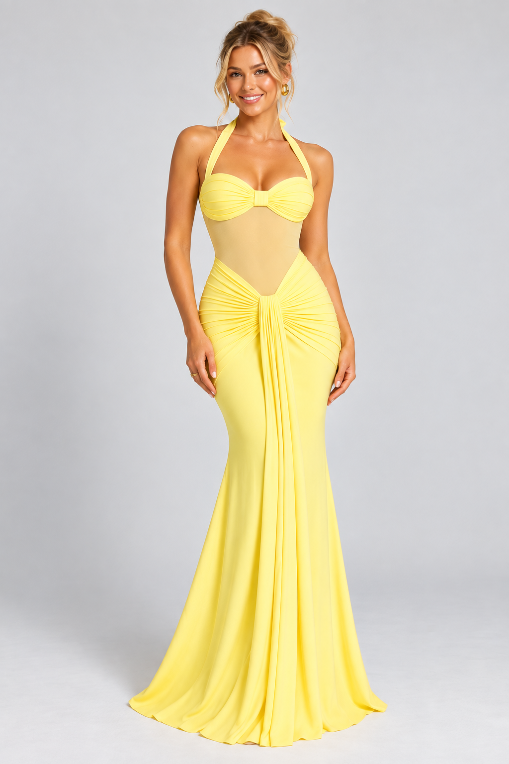 Sunlit Yellow Cocktail Maxi Dress