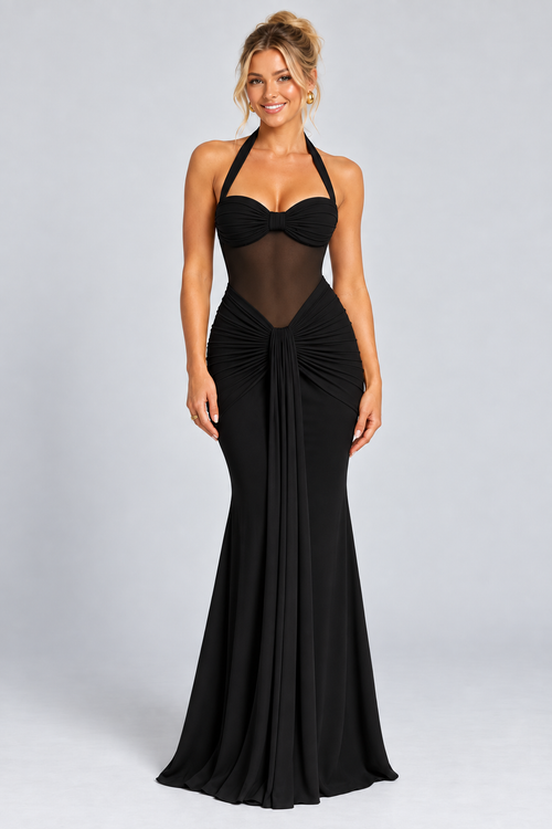 Midnight Black Cocktail Maxi Dress