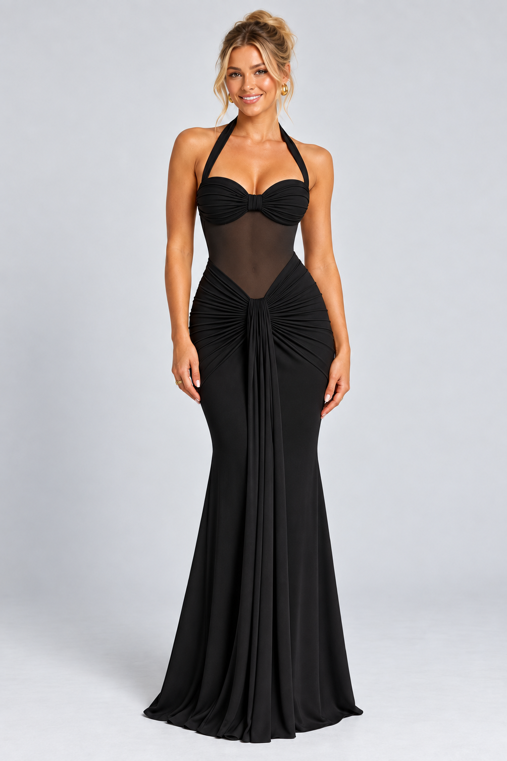 Midnight Black Cocktail Maxi Dress