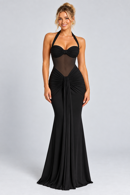 Midnight Black Cocktail Maxi Dress