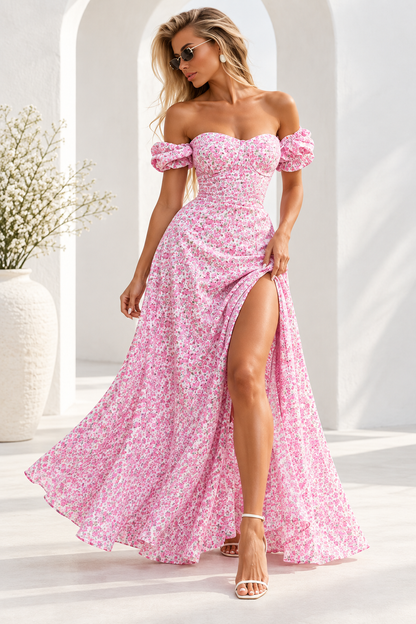 Meadow Sky Backless Maxi Dress Pink