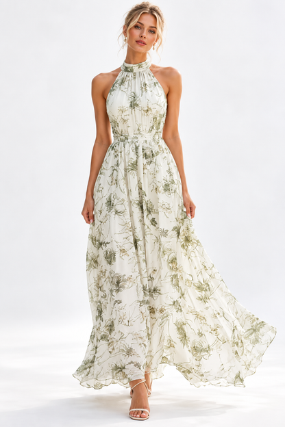 Elowen Floral Halter Neck Maxi Dress