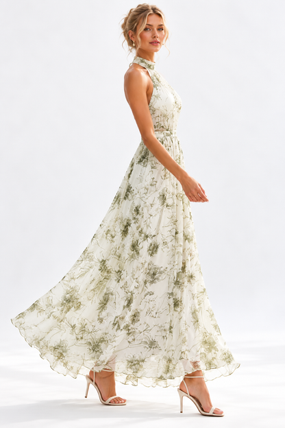 Elowen Floral Halter Neck Maxi Dress