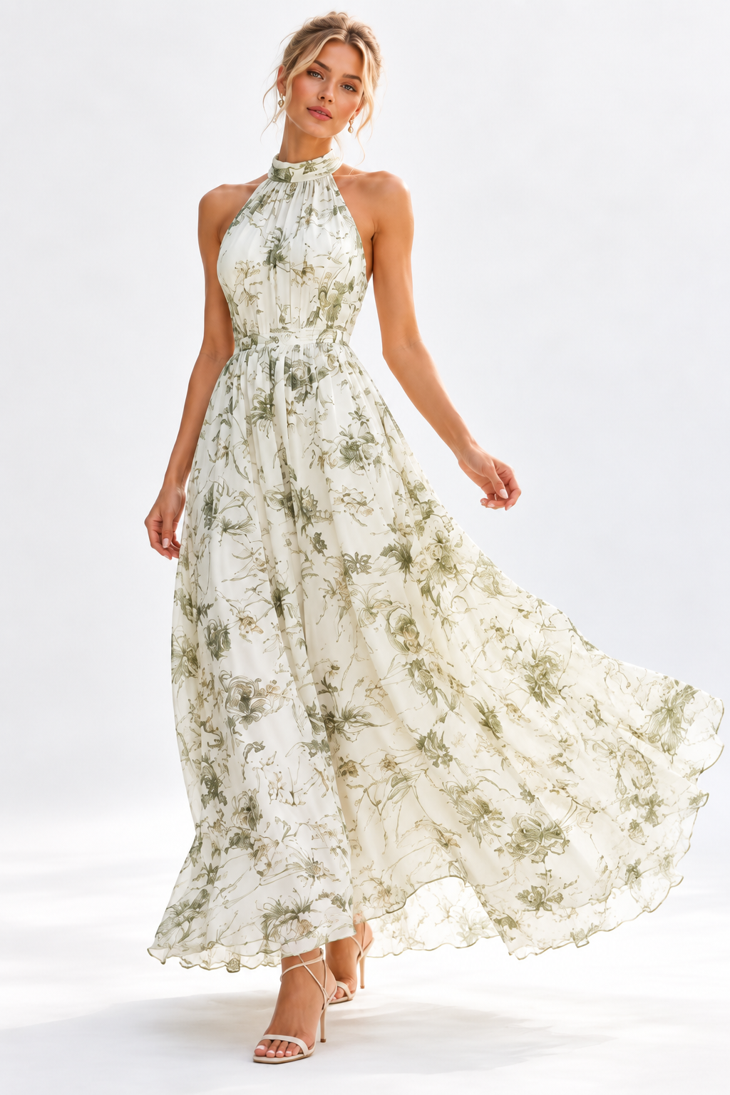 Elowen Floral Halter Neck Maxi Dress