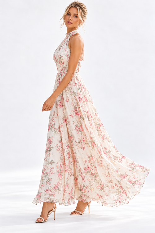 Elowen Floral Halter Neck Maxi Dress