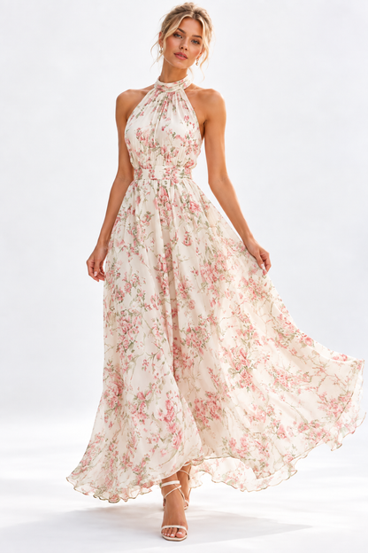 Elowen Floral Halter Neck Maxi Dress