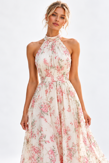 Elowen Floral Halter Neck Maxi Dress