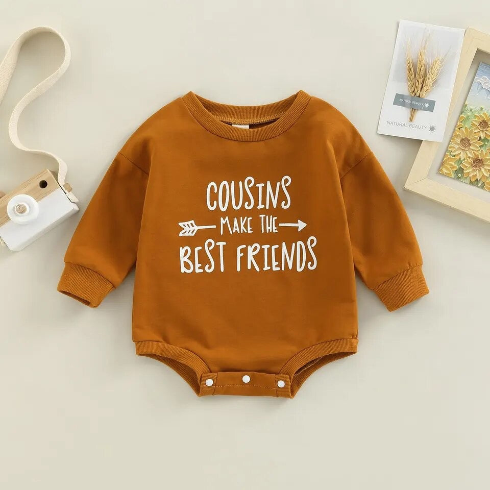 Best Cousin Friends Romper Tan