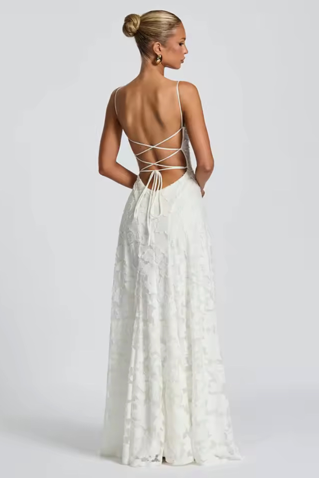 Aurora Lace Backless Maxi Dress