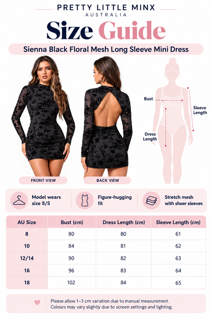 Sienna Black Floral Mesh Long Sleeve Mini Dress
