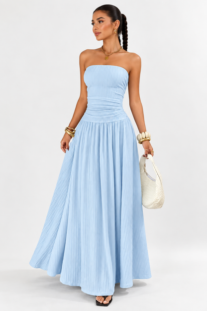 Aveline Strapless Pleated Maxi Dress