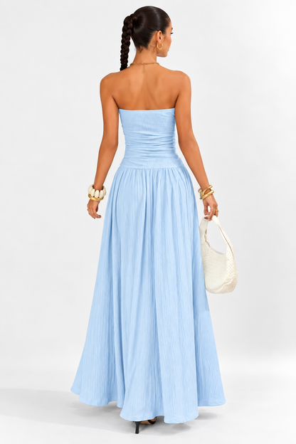 Aveline Strapless Pleated Maxi Dress