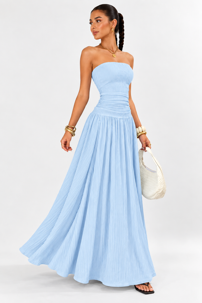 Aveline Strapless Pleated Maxi Dress