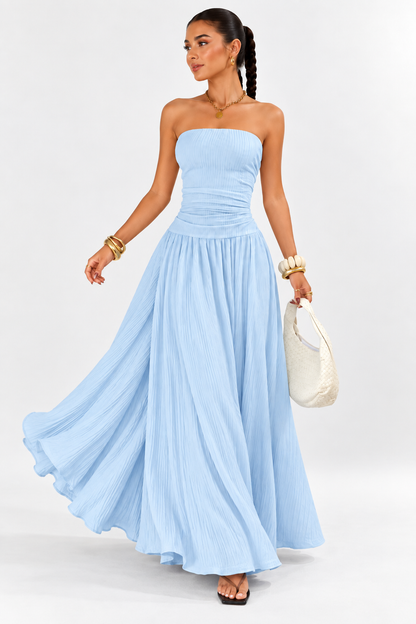 Aveline Strapless Pleated Maxi Dress