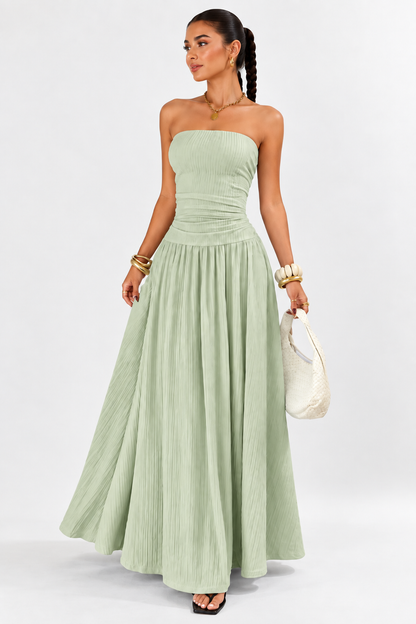 Aveline Strapless Pleated Maxi Dress