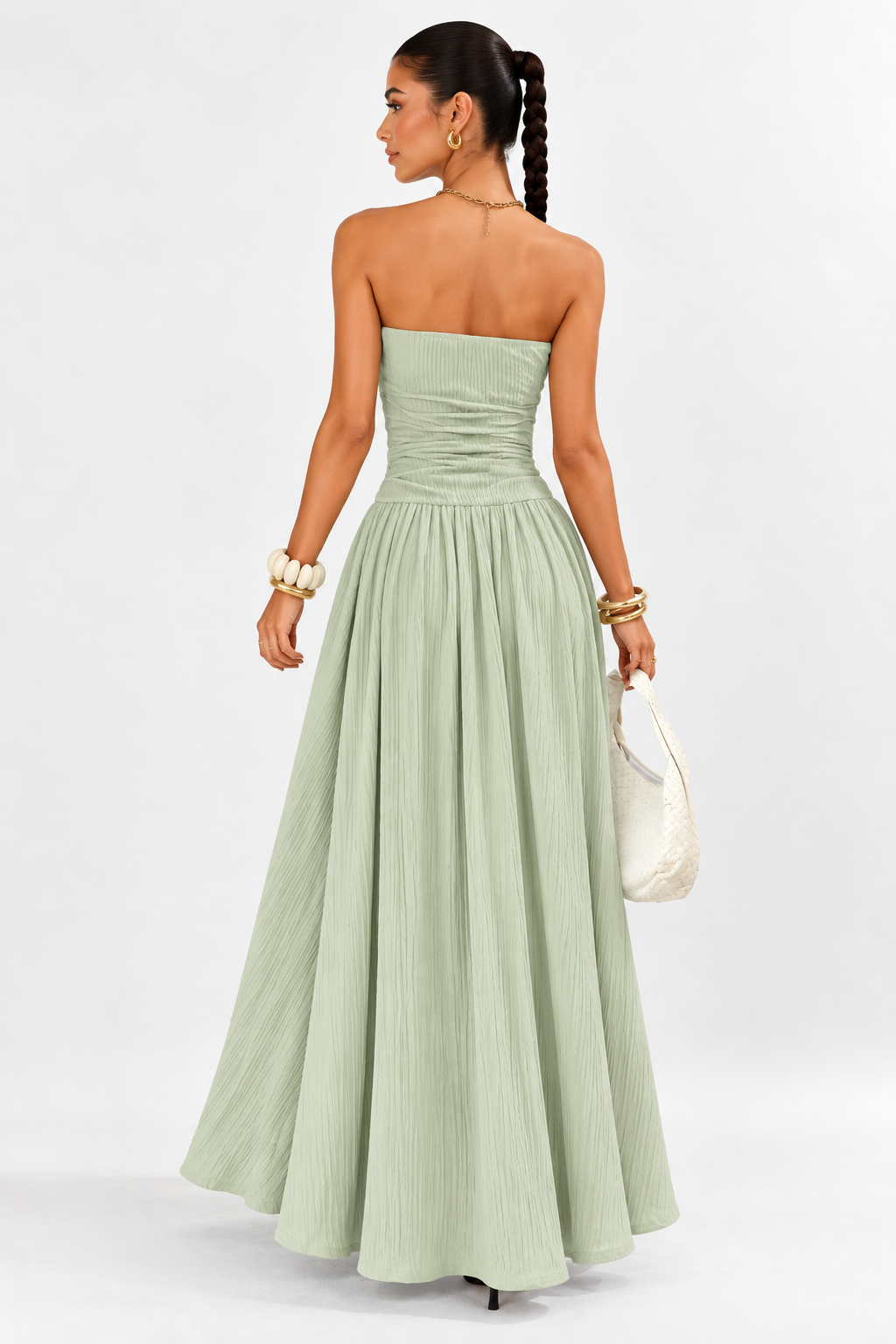 Aveline Strapless Pleated Maxi Dress