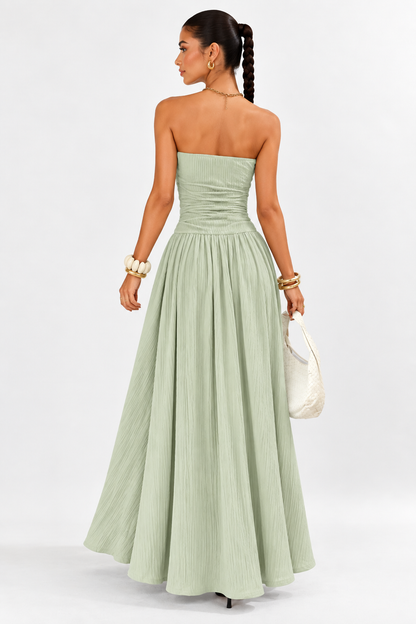 Aveline Strapless Pleated Maxi Dress