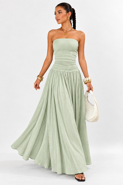Aveline Strapless Pleated Maxi Dress