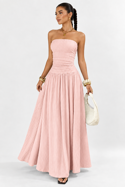 Aveline Strapless Pleated Maxi Dress