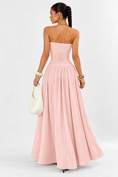 Aveline Strapless Pleated Maxi Dress