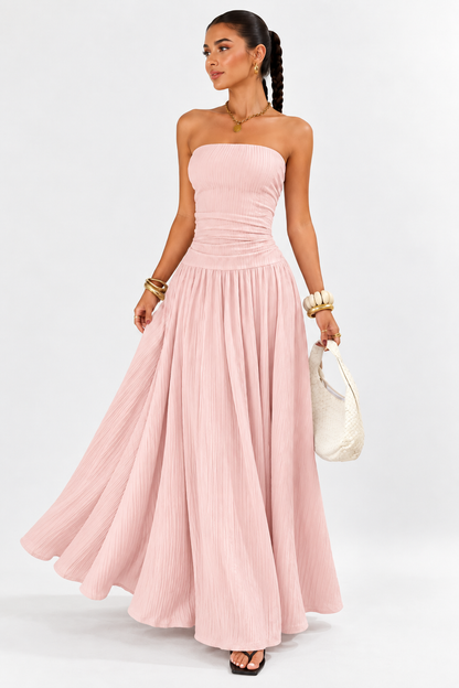 Aveline Strapless Pleated Maxi Dress